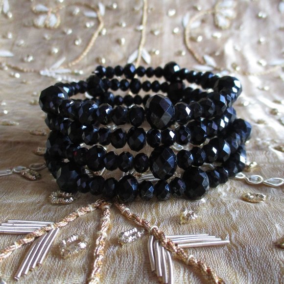 BLACK SHINY SPARKLE BRACELET (BEADED) – NWOT - Picture 2 of 15